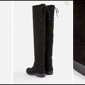 Corset Back Thigh High Boot